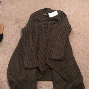 Oversized olive green open front sweater